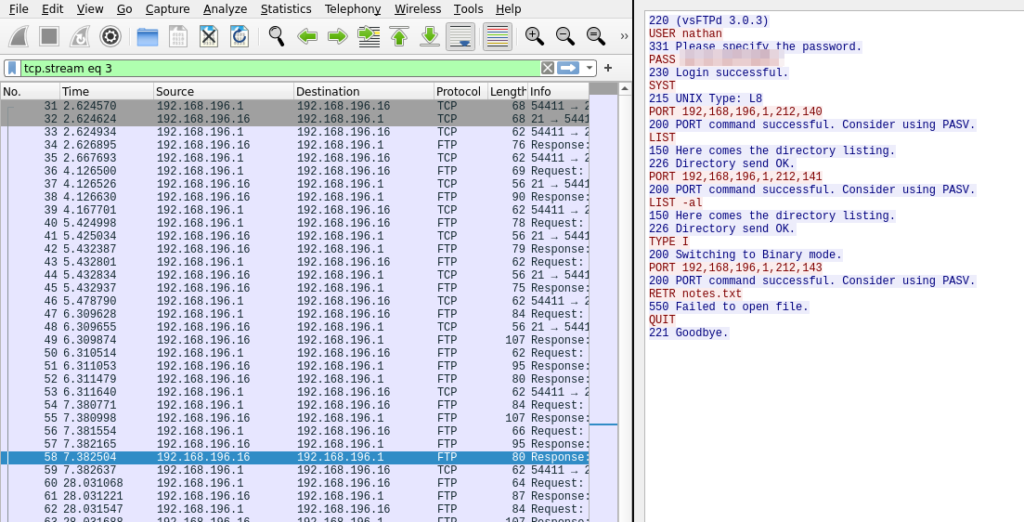 wireshark output